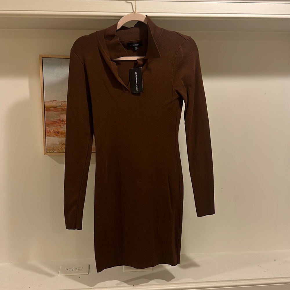 South moon under - Never worn brown collared dress, pencil dress